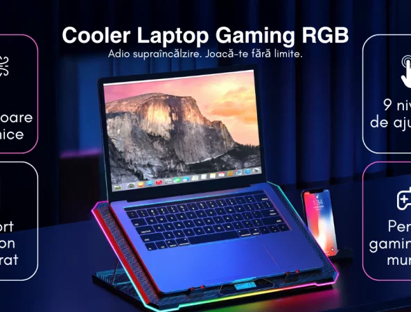 Cooler Laptop Gaming RGB si Suport Laptop 