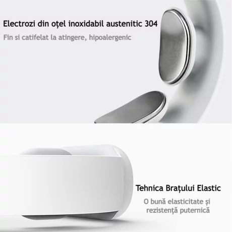 Aparat de Masaj Cervical Profesional cu Impulsuri Electromagnetice VENTLEX, diferite nivele de intensitate pentru durerile de gat si spate, Incalzire, Telecomanda, Portabil, USB, Alb