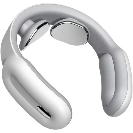 Aparat de Masaj Cervical Profesional cu Impulsuri Electromagnetice VENTLEX, diferite nivele de intensitate pentru durerile de gat si spate, Incalzire, Telecomanda, Portabil, USB, Alb