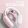 Aparat de Masaj Cervical Profesional cu Impulsuri Electromagnetice VENTLEX, diferite nivele de intensitate pentru durerile de gat si spate, Incalzire, Telecomanda, Portabil, USB, Roz