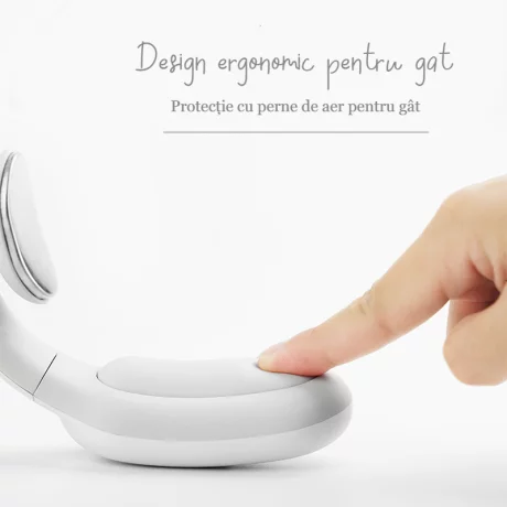 Aparat de Masaj Cervical Profesional cu Impulsuri Electromagnetice VENTLEX, diferite nivele de intensitate pentru durerile de gat si spate, Incalzire, Telecomanda, Portabil, USB, Roz