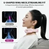 Aparat de Masaj Cervical Profesional cu Impulsuri Electromagnetice VENTLEX, diferite nivele de intensitate pentru durerile de gat si spate, Incalzire, Telecomanda, Portabil, USB, Roz