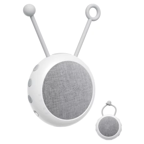 Dispozitiv generare sunete albe, Compact, Portabil, Prindere usoara, 10 sunete relaxante perfecte pentru adormit copii, Timer, Reincarcabil, White Noise, Alb