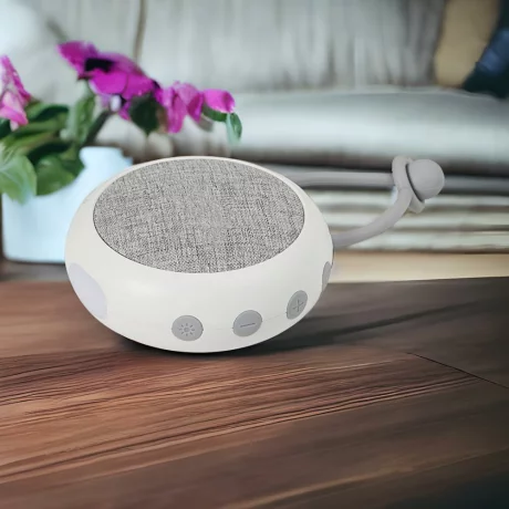 Dispozitiv generare sunete albe, Compact, Portabil, Prindere usoara, 10 sunete relaxante perfecte pentru adormit copii, Timer, Reincarcabil, White Noise, Alb