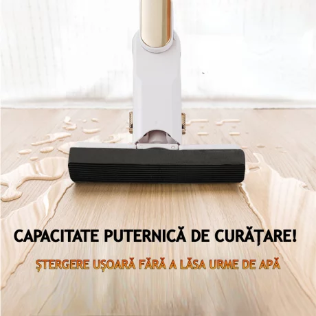 Mini Mop Portabil si Pliabil cu stoarcere automata VENTLEX, Burete de inalta calitate, Spalare umeda sau uscata, Potrivit pentru Geamuri, Blaturi, Bucatari, Bai, 2 bureti inclusi, Alb