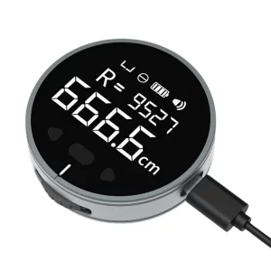 Ruleta Electrica Rotunda Digitala Ventlex®, cu ecran LCD, incarcare USB Type-C, pentru suprafete plate, curbate sau pentru croitori, 200 mAh, Portabila, Neagra