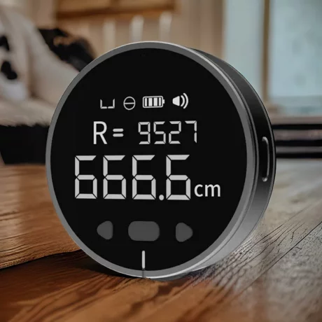 Ruleta Electrica Rotunda Digitala Ventlex®, cu ecran LCD, incarcare USB Type-C, pentru suprafete plate, curbate sau pentru croitori, 200 mAh, Portabila, Neagra