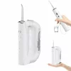 Irigator Oral Profesional pentru Dus Bucal cu 4 moduri de curatare si 5 capete interschimbabile VENTLEX®, Rezervor 300 ml detasabil, Rezistent la apa IPX7, Portabil, Inclus husa de depozitare, Alb