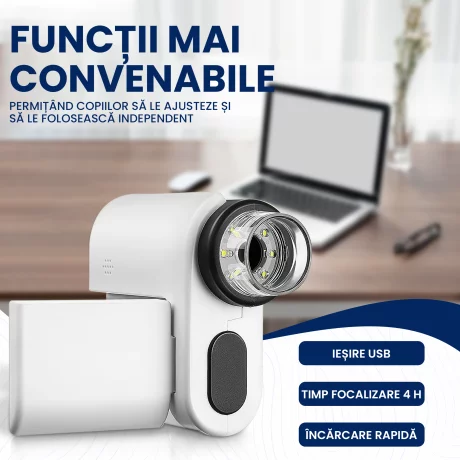 Microscop Portabil Digital Pentru Copii, Studenti, Ventlex cu 3 Moduri de Functionare, Inregistrare Full HD, Conectare WIFI si USB, Baterie de 1200mAh, Functie foto/video, Microbiologic, Alb