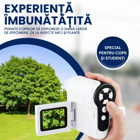 Microscop Portabil Digital Pentru Copii, Studenti, Ventlex cu 3 Moduri de Functionare, Inregistrare Full HD, Conectare WIFI si USB, Baterie de 1200mAh, Functie foto/video, Microbiologic, Alb