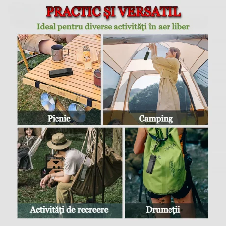 Aparat electric ipotriva tantarilor portabil si reincarcabil VENTLEX, Incalzire duala cu pastile, protectie 360°, usor 210g, Acumulator 5000 mAh, Functie baterie externa, Lanterna, potrivit pentru Camping, Drumetii sau Casa, Negru