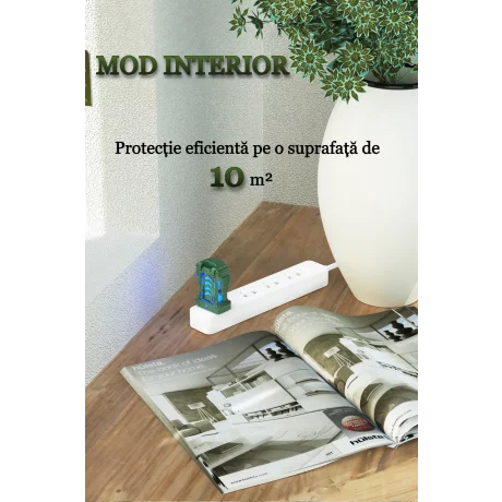 Aparat electric portabil impotriva tantarilor VENTLEX cu pastile, Interior/Exterior, Alimentare prin USB sau baterie externa, compact si usor 33g, protectie 360°, Potrivit pentru Camping sau Casa, Verde
