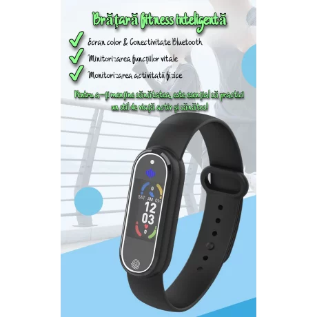Bratara anti-tantari cu Ultrasunete si Bratara fitness Smart VENTLEX 2 in 1, Ceas digital, 3 Moduri anti-tantari, Compatibil Android si iOS, Conectivitate Bluetooth, Monitorizarea somnului, Numarului de Pasi, Impermeabil IP65, Incarcare USB, Unisex, Negru
