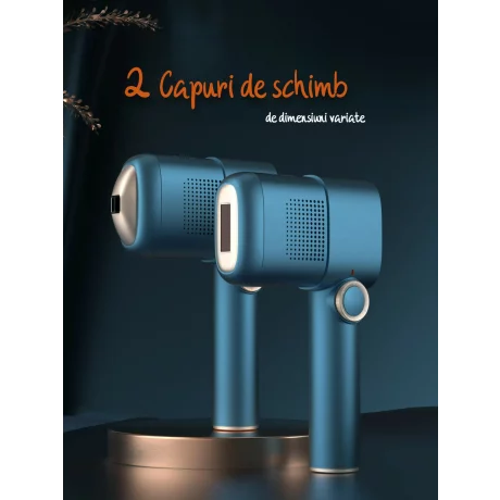 Epilator IPL VENTLEX, Pentru Epilare Definitiva Fara Durere cu noua Tehnologie IPL / ICE COOLING, 5 trepte de intensitate, 999.999 de Pulsatii, 2 Capete de inlocuire pentru Corp si Fata, Portabil, Cu Afisaj, Alb