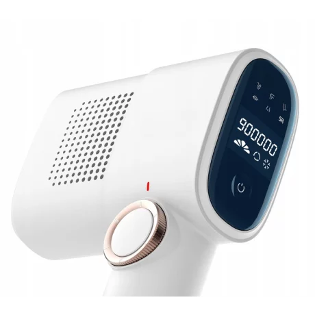 Epilator IPL VENTLEX, Pentru Epilare Definitiva Fara Durere cu noua Tehnologie IPL / ICE COOLING, 5 trepte de intensitate, 999.999 de Pulsatii, 2 Capete de inlocuire pentru Corp si Fata, Portabil, Cu Afisaj, Alb