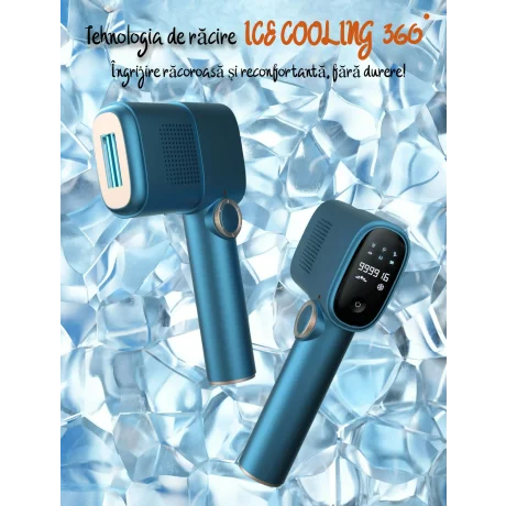 Epilator IPL VENTLEX, Pentru Epilare Definitiva Fara Durere cu noua Tehnologie IPL / ICE COOLING, 5 trepte de intensitate, 999.999 de Pulsatii, 2 Capete de inlocuire pentru Corp si Fata, Portabil, Cu Afisaj, Alb