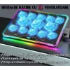 Cooler Laptop Gaming RGB si Suport Laptop cu 9 Trepte de Ajustare, Dimensiuni Compatabile 10-21 inch, 13 Ventilatoare Puternice 2400RPM si Silentioase 20dB, Ecran LCD pt Control Functii, Suport Telefon Integrat, Negru