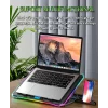 Cooler Laptop Gaming RGB si Suport Laptop cu 9 Trepte de Ajustare, Dimensiuni Compatabile 10-21 inch, 13 Ventilatoare Puternice 2400RPM si Silentioase 20dB, Ecran LCD pt Control Functii, Suport Telefon Integrat, Negru