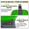 Dispozitiv de imprastiat seminte, ingrasamant/fertilizant electric, universal, Capacitate 3 L, 7 trepte de viteza, 5 trepte de reglare a fluxului, reglare latime de imprastiere, Acumulator cu autonomie pana la 4 ore, Verde