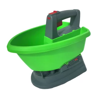 Dispozitiv de imprastiat seminte, ingrasamant/fertilizant electric, universal, Capacitate 3 L, 7 trepte de viteza, 5 trepte de reglare a fluxului, reglare latime de imprastiere, Acumulator cu autonomie pana la 4 ore, Verde