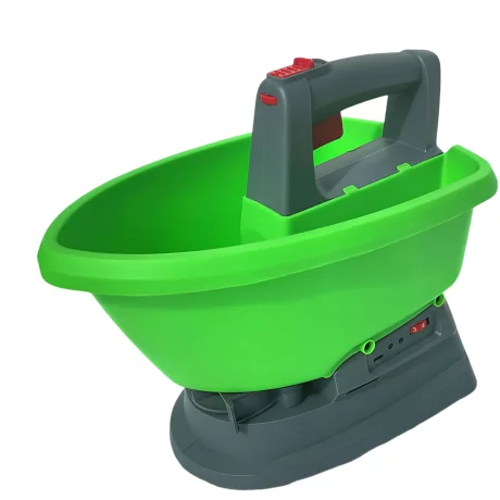 Dispozitiv de imprastiat seminte, ingrasamant/fertilizant electric, universal, Capacitate 3 L, 7 trepte de viteza, 5 trepte de reglare a fluxului, reglare latime de imprastiere, Acumulator cu autonomie pana la 4 ore, Verde