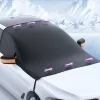 Husa pentru parbriz din Tesatura Oxford, Protectie Antiinghet, Zapada, Raze UV, Design impermabil, Fixare cu magneti si curele, Buzunare speciale pentru oglinzi cu benzi reflectorizante, Saculet de depozitare, 253x117cm, Compatibilitate universala, Negru