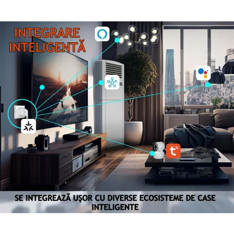 Priza Inteligenta Wireless cu Compatibilitate Matter 16A, Monitorizare a Consumului de Energie, Compatibila cu Tuya, Google Home, Amazon Alexa (toate aplicatiile existente), Programare inteligenta, Control vocal, Securitate Avansata, Alb