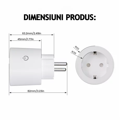 Priza Inteligenta Wireless cu Compatibilitate Matter 16A, Monitorizare a Consumului de Energie, Compatibila cu Tuya, Google Home, Amazon Alexa (toate aplicatiile existente), Programare inteligenta, Control vocal, Securitate Avansata, Alb
