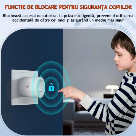 Priza Inteligenta Wireless cu Compatibilitate Matter 16A, Monitorizare a Consumului de Energie, Compatibila cu Tuya, Google Home, Amazon Alexa (toate aplicatiile existente), Programare inteligenta, Control vocal, Securitate Avansata, Alb