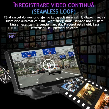 Navigatie Auto Universala Multimedia VENTLEX, Display Touchscreen 10.26 inch, Conectivitate Wireless CarPlay si Android Auto cu Control Vocal, Camera Frontala 4K, Camera Spate 1080P Pentru Inregistrare si Parcare, Card Micro-SD 64 GB Inclus, Negru