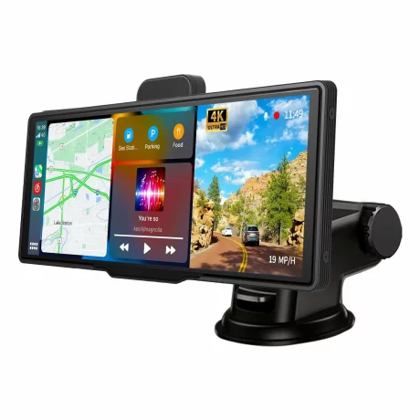 Navigatie Auto Universala Multimedia VENTLEX, Display Touchscreen 10.26 inch, Conectivitate Wireless CarPlay si Android Auto cu Control Vocal, Camera Frontala 4K, Camera Spate 1080P Pentru Inregistrare si Parcare, Card Micro-SD 64 GB Inclus, Negru