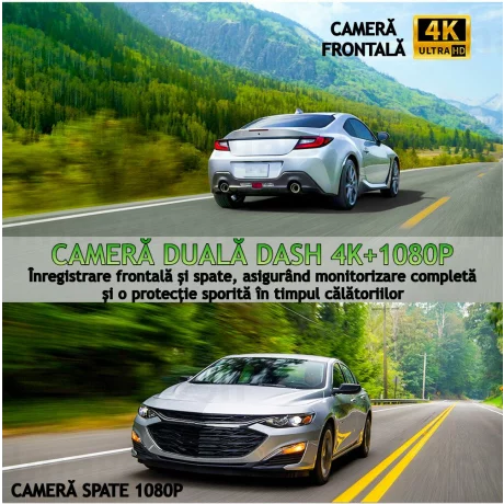 Navigatie Auto Universala Multimedia VENTLEX, Display Touchscreen 10.26 inch, Conectivitate Wireless CarPlay si Android Auto cu Control Vocal, Camera Frontala 4K, Camera Spate 1080P Pentru Inregistrare si Parcare, Card Micro-SD 64 GB Inclus, Negru