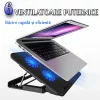 Cooler Laptop Gaming si Suport Laptop cu 5 Trepte de Ajustare, Dimensiuni Compatibile 10-18 inch, 6 Ventilatoare Puternice 3500RPM si Silentioase 20dB, Ecran LCD pt Control Functii, Negru