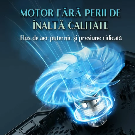 Cooler Laptop Gaming si Suport Laptop cu 5 Trepte de Ajustare, Dimensiuni Compatibile 10-18 inch, 6 Ventilatoare Puternice 3500RPM si Silentioase 20dB, Ecran LCD pt Control Functii, Negru