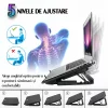 Cooler Laptop Gaming si Suport Laptop cu 5 Trepte de Ajustare, Dimensiuni Compatibile 10-18 inch, 6 Ventilatoare Puternice 3500RPM si Silentioase 20dB, Ecran LCD pt Control Functii, Negru