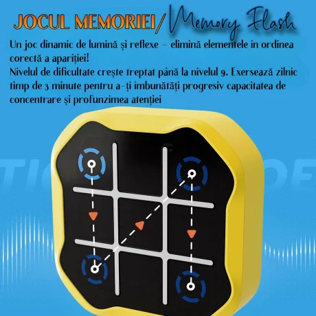 Joc X si 0 Interactiv Digital Premium cu Ecran Tactil Ventlex, Portabil, Pentru Toate Varstele de la 3 ani, 3 Jocuri intr-o Cutie, Joaca Impotriva AI sau 1 vs 1, Tic Tac Toe, Galben