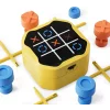 Joc X si 0 Interactiv Digital Premium cu Ecran Tactil Ventlex, Portabil, Pentru Toate Varstele de la 3 ani, 3 Jocuri intr-o Cutie, Joaca Impotriva AI sau 1 vs 1, Tic Tac Toe, Galben