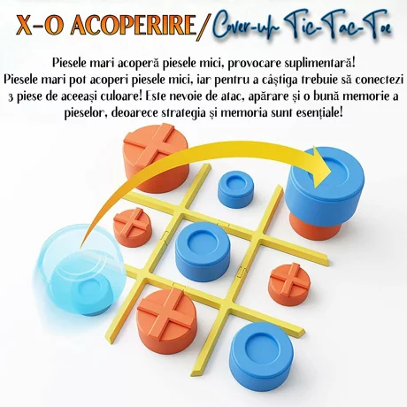 Joc X si 0 Interactiv Digital Premium cu Ecran Tactil Ventlex, Portabil, Pentru Toate Varstele de la 3 ani, 3 Jocuri intr-o Cutie, Joaca Impotriva AI sau 1 vs 1, Tic Tac Toe, Galben