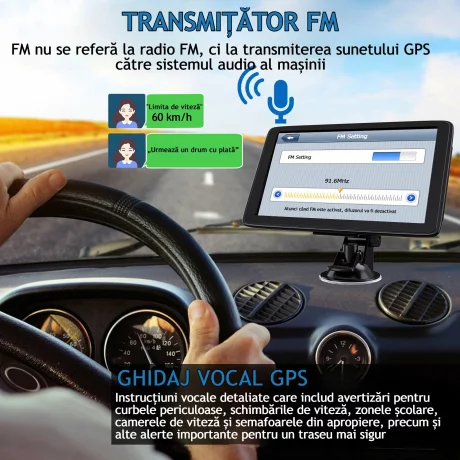 Navigatie Auto GPS Profesionala si Universala Ventlex, Ecran Tactil 7 inch, Ghidaj Vocal, Meniu Inteligent in 29 de Limbi Europene inclusiv Limba Romana, Harti Full Europa, UK, Actualizari Gratuite, Semnal GPS Precis, TIR, Camion, Autoturism, ADR, Negru