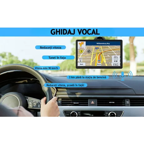 Navigatie Auto GPS Profesionala si Universala Ventlex, Ecran Tactil 7 inch, Ghidaj Vocal, Meniu Inteligent in 29 de Limbi Europene inclusiv Limba Romana, Harti Full Europa, UK, Actualizari Gratuite, Semnal GPS Precis, TIR, Camion, Autoturism, ADR, Negru