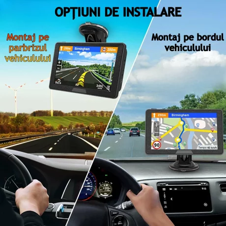 Navigatie Auto GPS Profesionala si Universala Ventlex, Ecran Tactil 7 inch, Ghidaj Vocal, Meniu Inteligent in 29 de Limbi Europene inclusiv Limba Romana, Harti Full Europa, UK, Actualizari Gratuite, Semnal GPS Precis, TIR, Camion, Autoturism, ADR, Negru