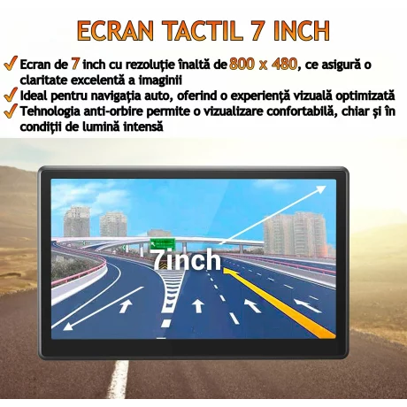 Navigatie Auto GPS Profesionala si Universala Ventlex, Ecran Tactil 7 inch, Ghidaj Vocal, Meniu Inteligent in 29 de Limbi Europene inclusiv Limba Romana, Harti Full Europa, UK, Actualizari Gratuite, Semnal GPS Precis, TIR, Camion, Autoturism, ADR, Negru