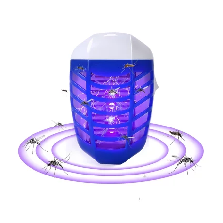 Aparat electric impotriva tantarilor, mustelor VENTLEX cu Lumina UV, Silentios, fara pastile, consumabile sau mirosuri neplacute, Consum redus de energie, Interior/Exterior, protectie 360°, Alb/Albastru