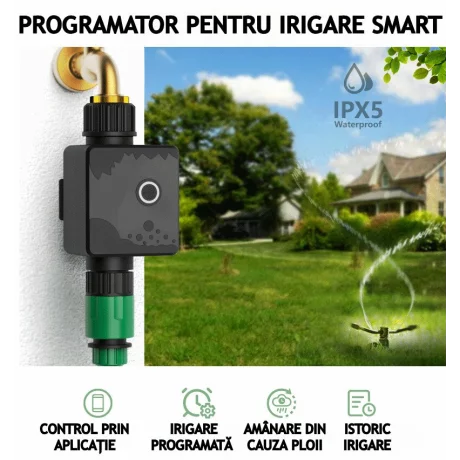 Programator pentru irigare/udare Inteligent Ventlex 1 Zone, Control Manual sau prin aplicatie, cu adaptor Wifi, Functionalitate Wifi/ Bluetooth, Presiune de lucru 0, 03 – 0, 8 MPa, Instalare Usoara