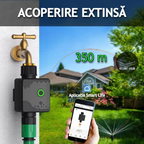Programator pentru irigare/udare Inteligent Ventlex 1 Zone, Control Manual sau prin aplicatie, cu adaptor Wifi, Functionalitate Wifi/ Bluetooth, Presiune de lucru 0, 03 – 0, 8 MPa, Instalare Usoara