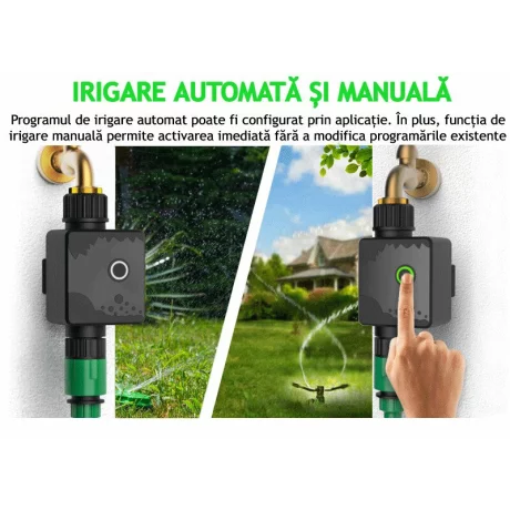 Programator pentru irigare/udare Inteligent Ventlex 1 Zone, Control Manual sau prin aplicatie, cu adaptor Wifi, Functionalitate Wifi/ Bluetooth, Presiune de lucru 0, 03 – 0, 8 MPa, Instalare Usoara