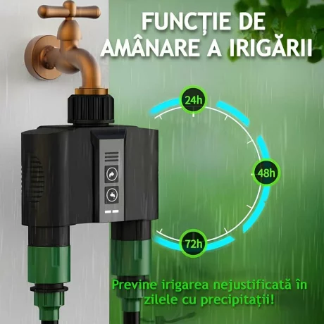 Programator pentru irigare/udare Inteligent Ventlex 2 Zone, Control Manual sau prin aplicatie, cu adaptor Wifi, Functionalitate Wifi/ Bluetooth, Presiune de lucru 0, 03 – 0, 8 MPa, Instalare Usoara