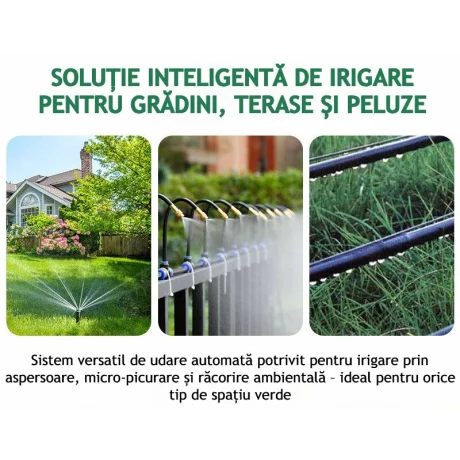 Programator pentru irigare/udare Inteligent Ventlex 2 Zone, Control Manual sau prin aplicatie, cu adaptor Wifi, Functionalitate Wifi/ Bluetooth, Presiune de lucru 0, 03 – 0, 8 MPa, Instalare Usoara