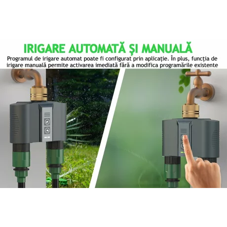 Programator pentru irigare/udare Inteligent Ventlex 2 Zone, Control Manual sau prin aplicatie, cu adaptor Wifi, Functionalitate Wifi/ Bluetooth, Presiune de lucru 0, 03 – 0, 8 MPa, Instalare Usoara