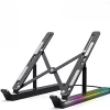 Suport laptop RGB, Pliabil, Cu 7 Trepte Ajustabile, Ergonomic, cu porturi USB integrate, Efecte luminoase Ajustabile, Husa de Transport inclusa, Negru
